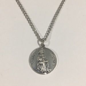 Sterling Silver Saint Thomas Pendant With Necklace